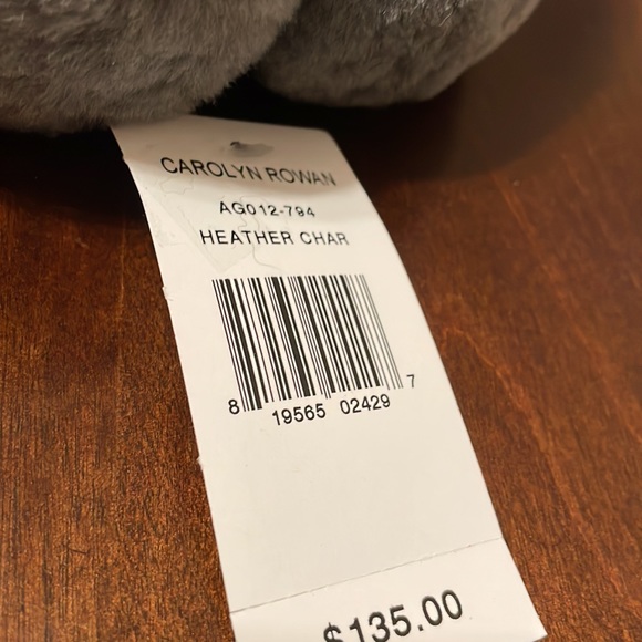 Shearling Earmuffs with Triple heart crystals Heather Charcoal New with Tag. - Picture 3 of 3